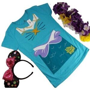 Disney Little Mermaid Blouse Girls Pirates League Short Sleeve Graphic Tee Shirt